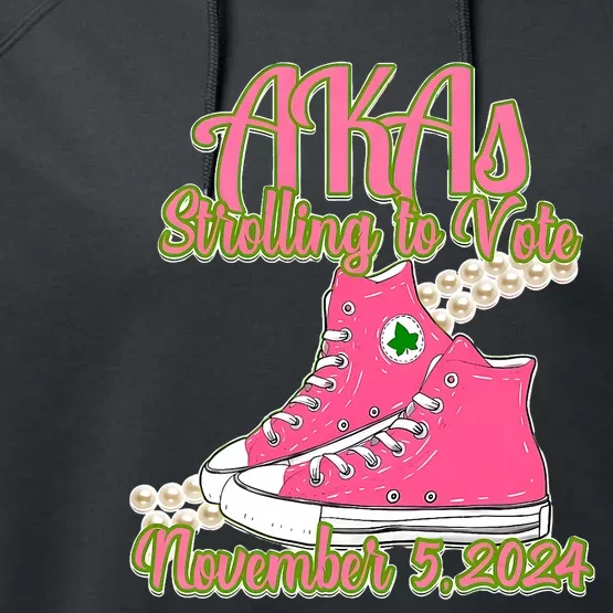 Akas Strolling To Vote November 5 2024 Chucks And Pearls Performance Fleece Hoodie