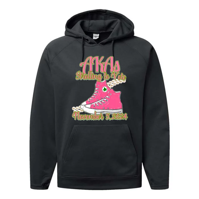 Akas Strolling To Vote November 5 2024 Chucks And Pearls Performance Fleece Hoodie