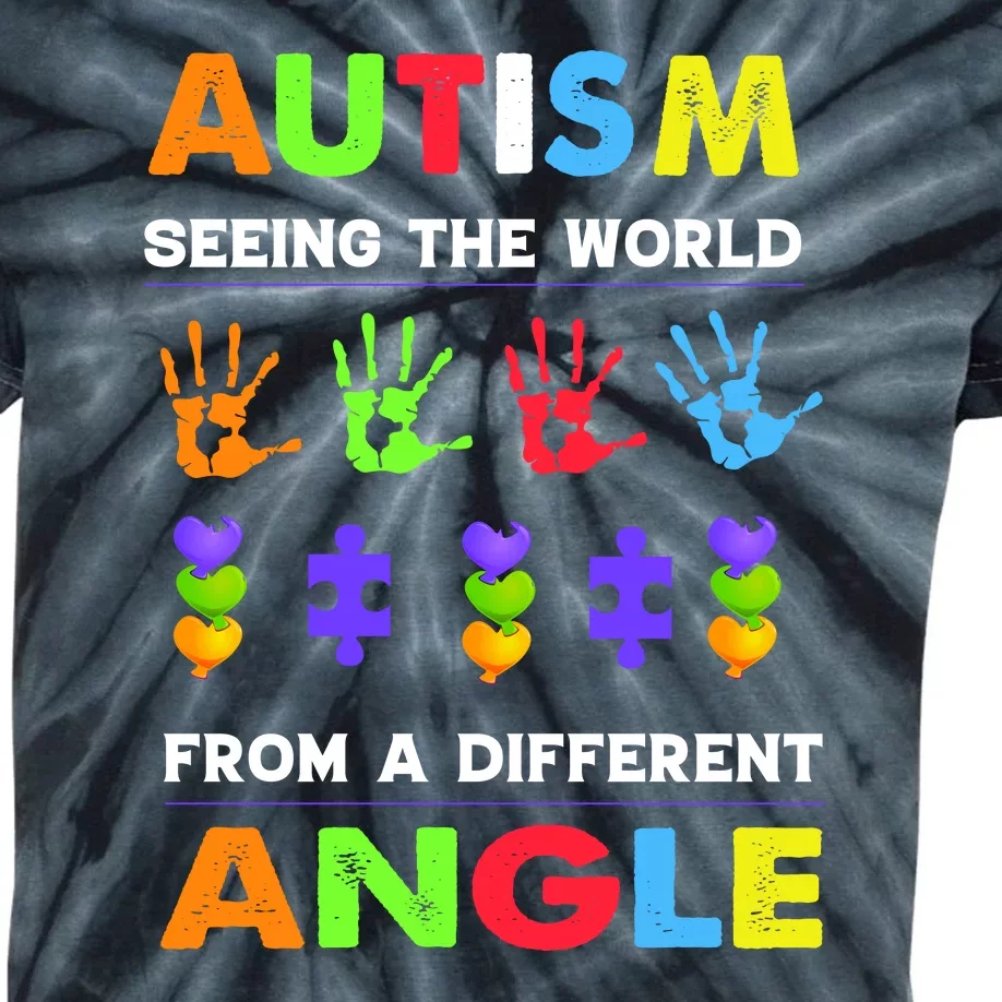 Autism Seeing The World From A Different Angle Kids Tie-Dye T-Shirt