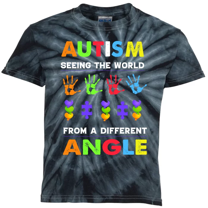 Autism Seeing The World From A Different Angle Kids Tie-Dye T-Shirt