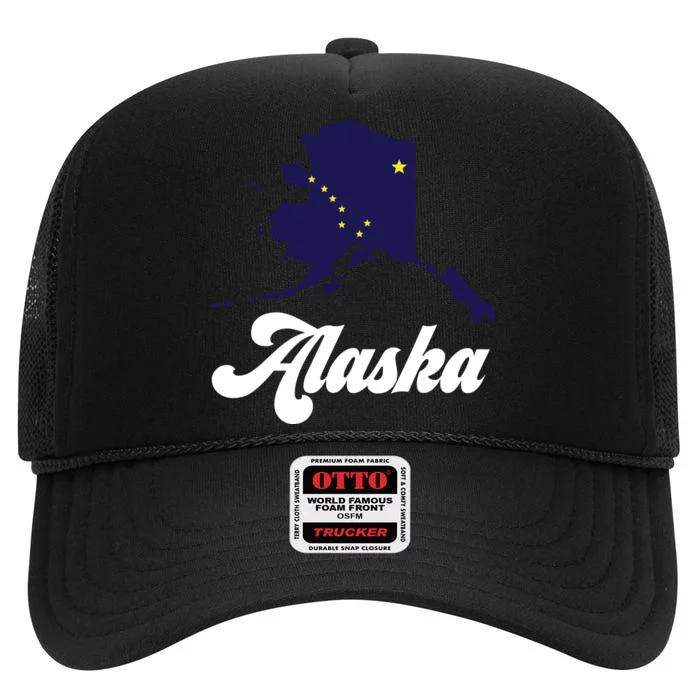 Alaska State The Last Frontier Alaska Home High Crown Mesh Trucker Hat