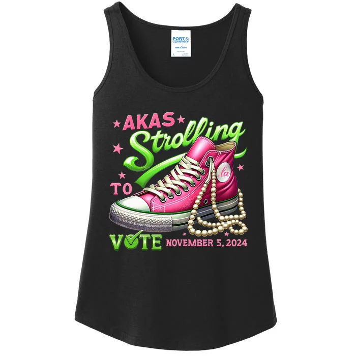 Akas Strolling To Vote November 5 2024 Kamala Harris Design Ladies Essential Tank