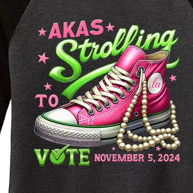 Akas Strolling To Vote November 5 2024 Kamala Harris Design Women's Tri-Blend 3/4-Sleeve Raglan Shirt