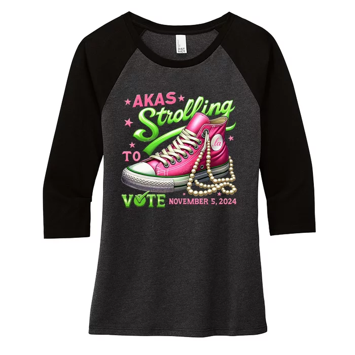 Akas Strolling To Vote November 5 2024 Kamala Harris Design Women's Tri-Blend 3/4-Sleeve Raglan Shirt