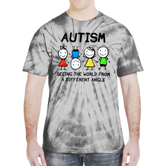 Autism Seeing The World From A Different Angle Autism Gifts Tie-Dye T-Shirt