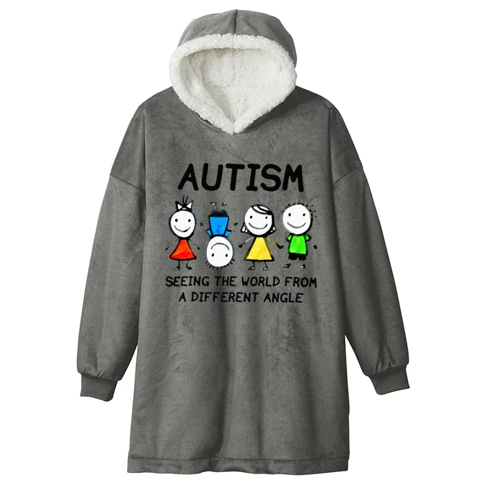 Autism Seeing The World From A Different Angle Autism Gifts Hooded Wearable Blanket