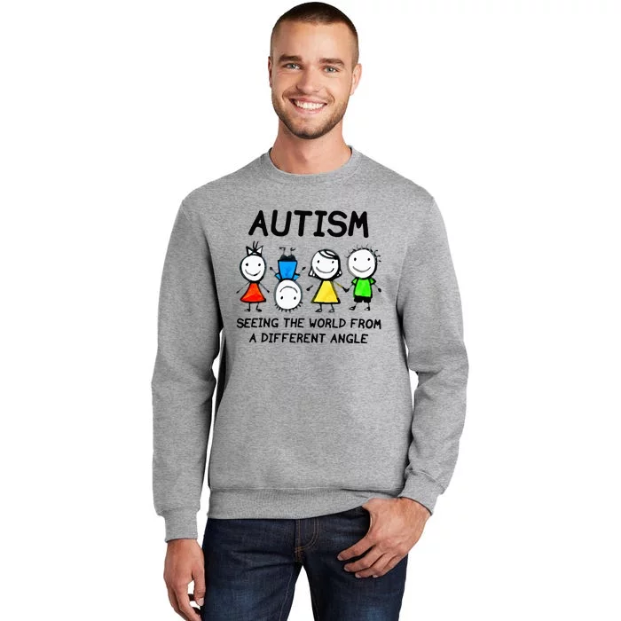 Autism Seeing The World From A Different Angle Autism Gifts Tall Sweatshirt