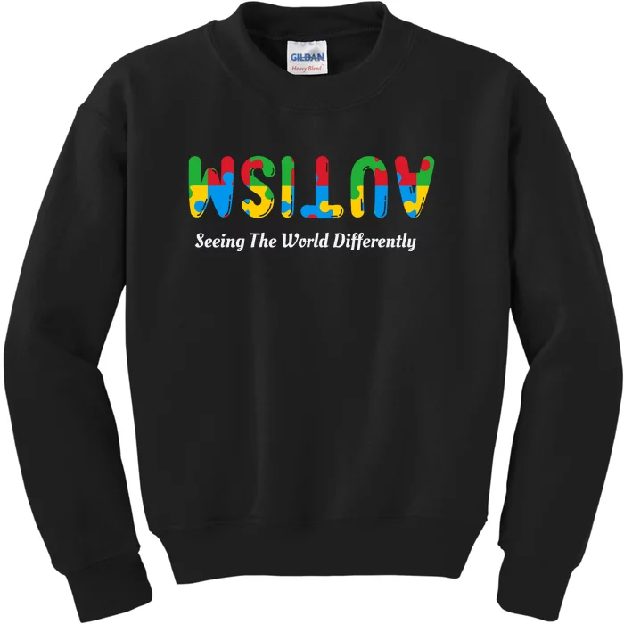 Autism Seeing The World Differently Autism Awareness Month Kids Sweatshirt