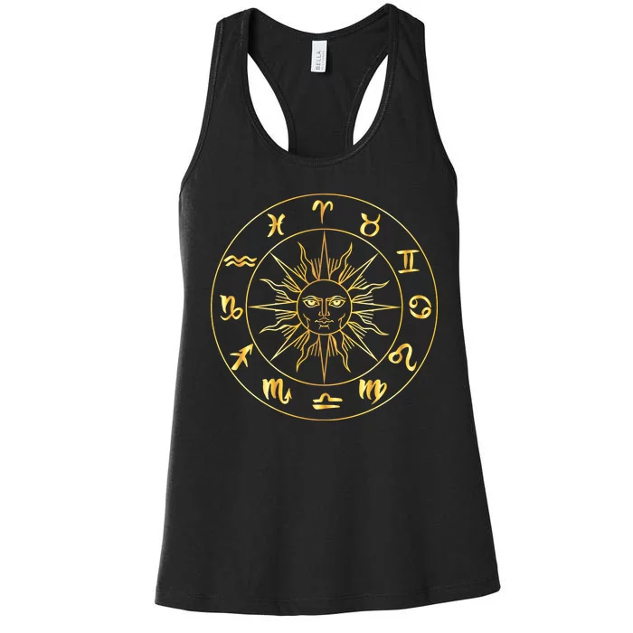 Astrology - Collection of hand drawn zodiac signs Women's Racerback Tank