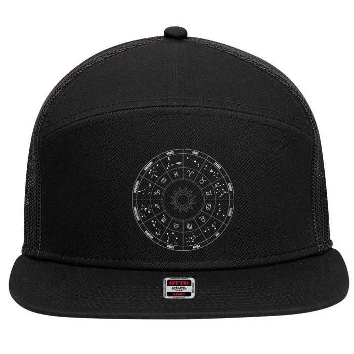 Astrology - Zodiac circle with astrology sings 7 Panel Mesh Trucker Snapback Hat