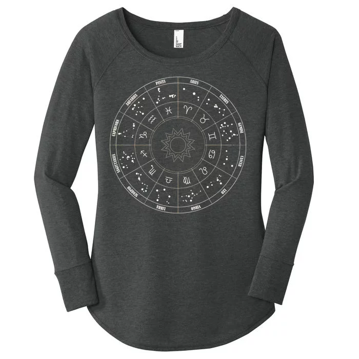 Astrology - Zodiac circle with astrology sings Women's Perfect Tri Tunic Long Sleeve Shirt