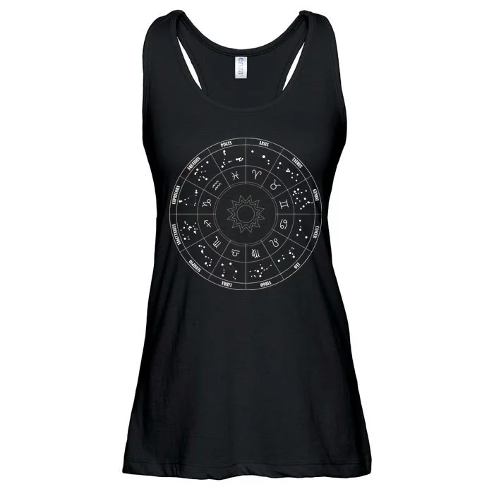 Astrology - Zodiac circle with astrology sings Ladies Essential Flowy Tank