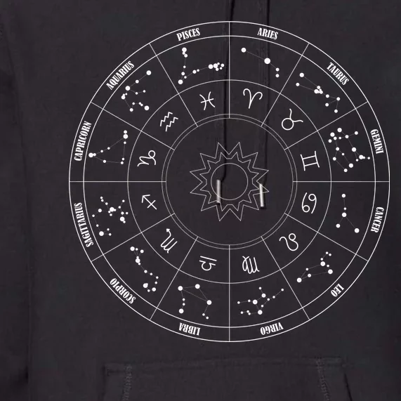 Astrology - Zodiac circle with astrology sings Premium Hoodie