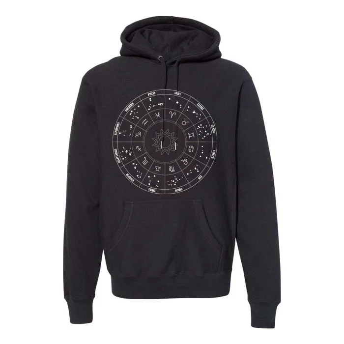 Astrology - Zodiac circle with astrology sings Premium Hoodie