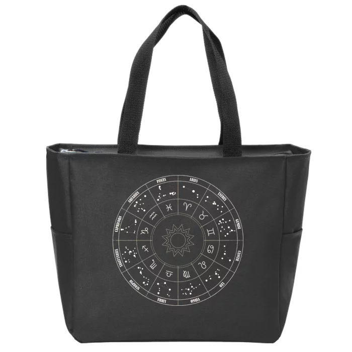 Astrology - Zodiac circle with astrology sings Zip Tote Bag