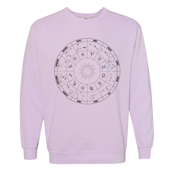 Astrology - Zodiac circle with astrology sings Garment-Dyed Sweatshirt