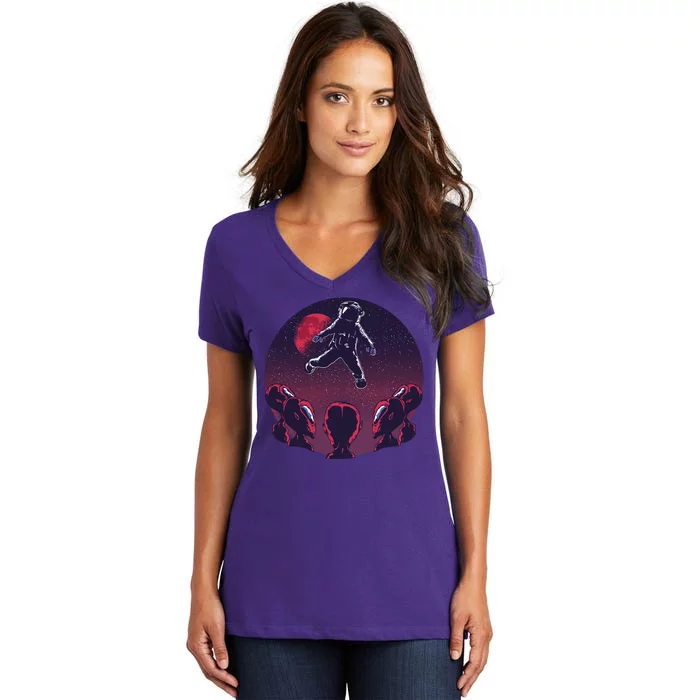 Astronaut Alien Women's V-Neck T-Shirt