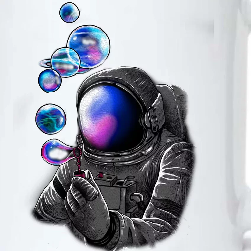 Astronaut Blowing Space Bubbles Black Color Changing Mug