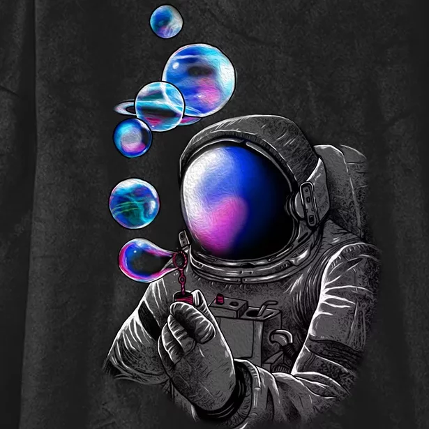 Astronaut Blowing Space Bubbles Hooded Wearable Blanket