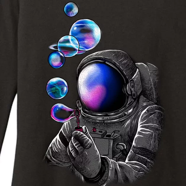 Astronaut Blowing Space Bubbles Womens CVC Long Sleeve Shirt