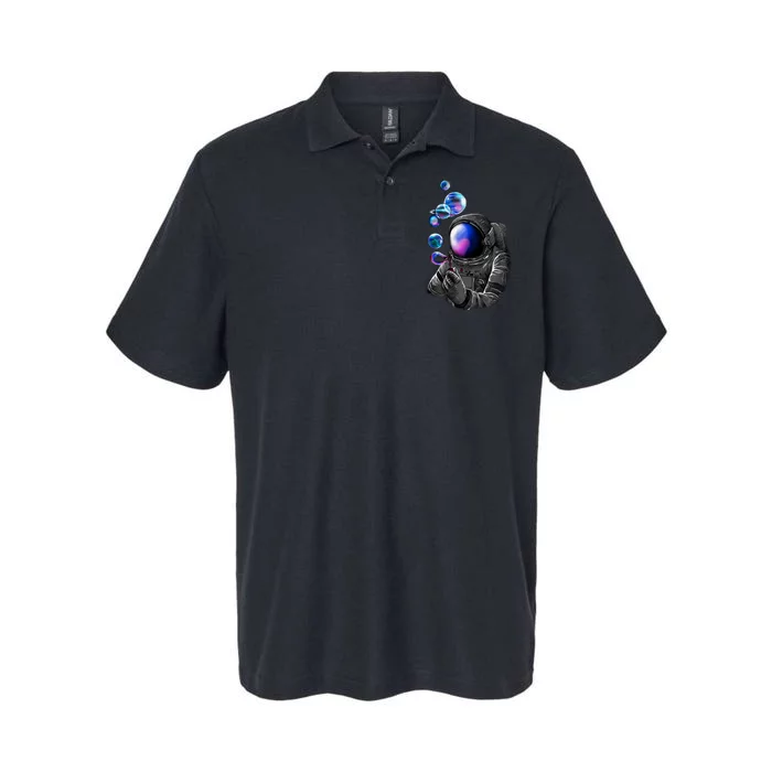 Astronaut Blowing Space Bubbles Softstyle Adult Sport Polo