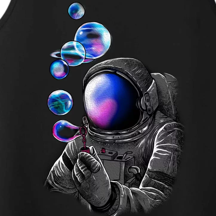 Astronaut Blowing Space Bubbles Performance Tank