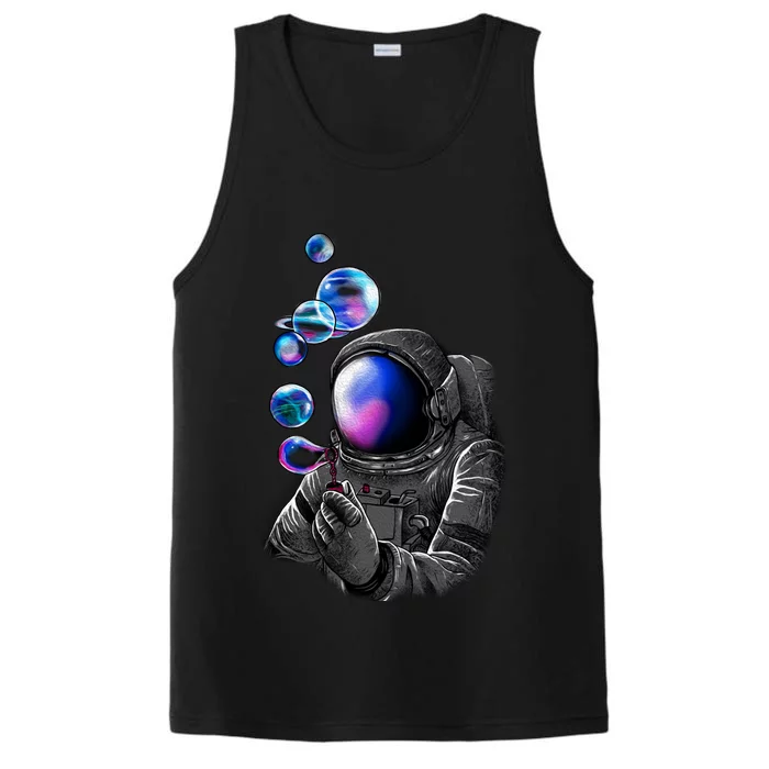 Astronaut Blowing Space Bubbles Performance Tank