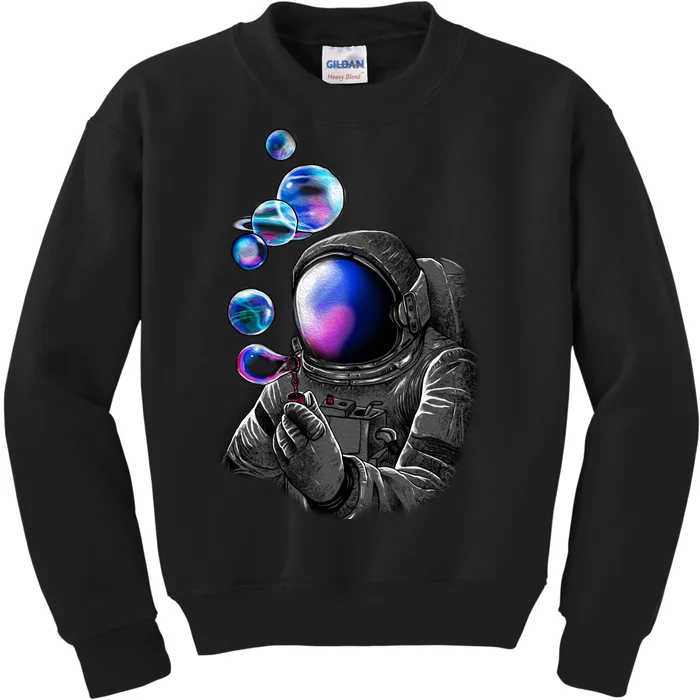 Astronaut Blowing Space Bubbles Kids Sweatshirt