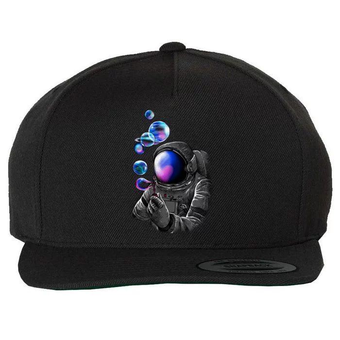 Astronaut Blowing Space Bubbles Wool Snapback Cap