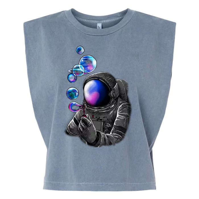 Astronaut Blowing Space Bubbles Garment-Dyed Women's Muscle Tee