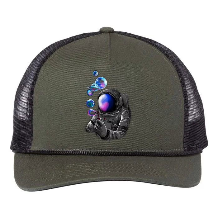 Astronaut Blowing Space Bubbles Retro Rope Trucker Hat Cap