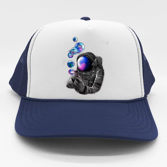 Astronaut Blowing Space Bubbles Trucker Hat