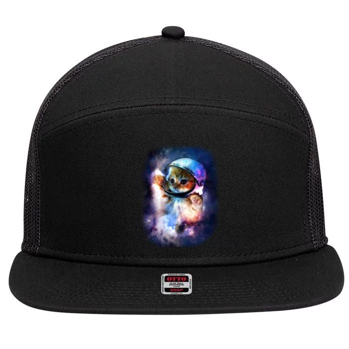 Astronaut Cat In Space 7 Panel Mesh Trucker Snapback Hat