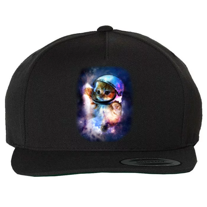 Astronaut Cat In Space Wool Snapback Cap