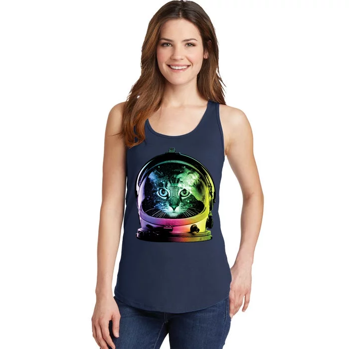 Astronaut Cat Space Helmet Ladies Essential Tank