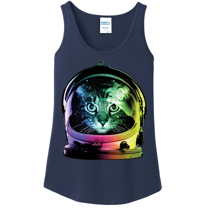 Astronaut Cat Space Helmet Ladies Essential Tank