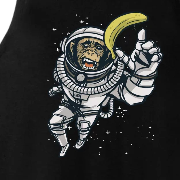 Astronaut Chimp Banana Ladies Tri-Blend Wicking Tank