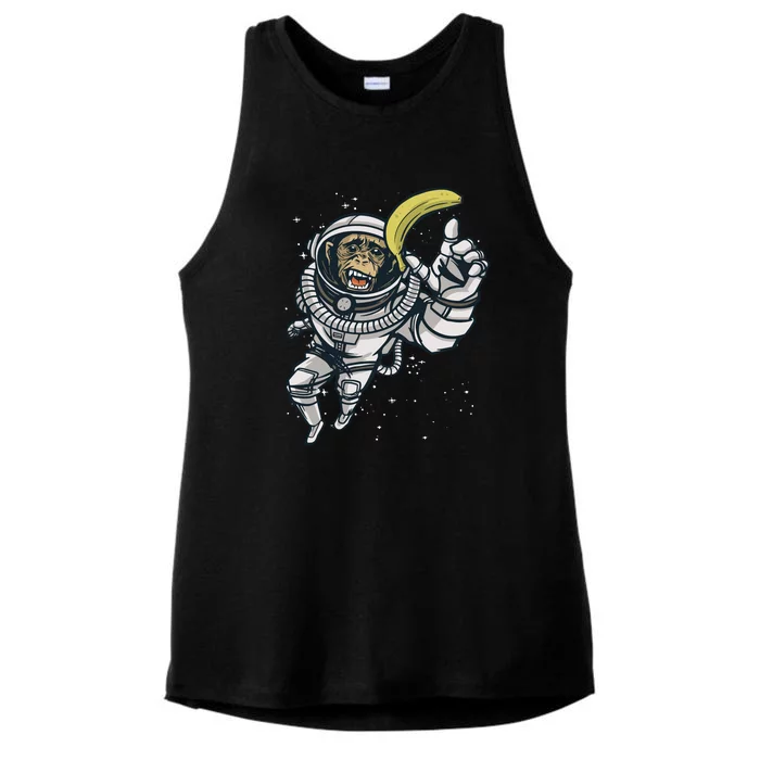 Astronaut Chimp Banana Ladies Tri-Blend Wicking Tank