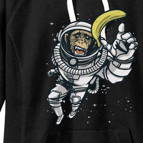 Astronaut Chimp Banana Women's Fleece Hoodie