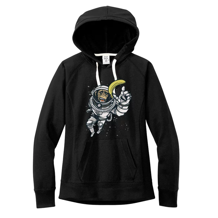 Astronaut Chimp Banana Women's Fleece Hoodie