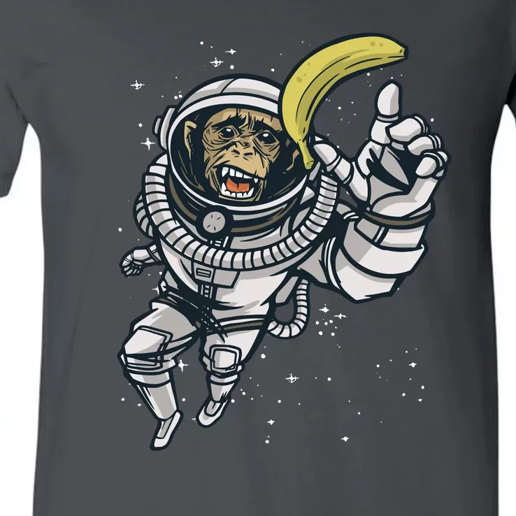 Astronaut Chimp Banana V-Neck T-Shirt