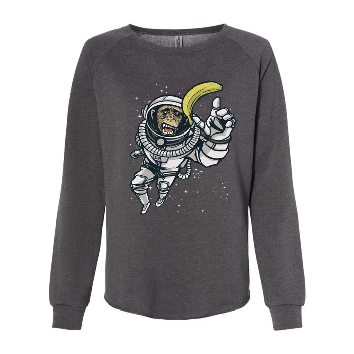 Astronaut Chimp Banana Womens California Wash Sweatshirt