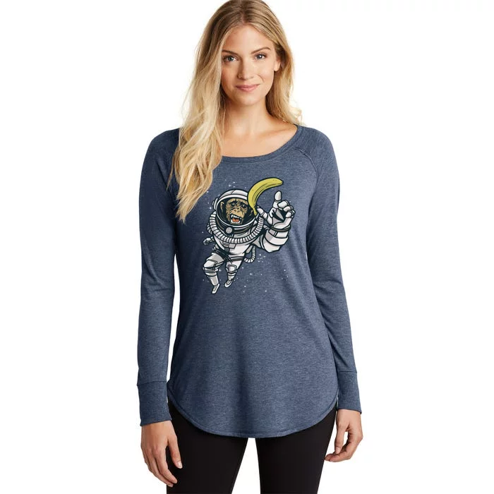 Astronaut Chimp Banana Women's Perfect Tri Tunic Long Sleeve Shirt