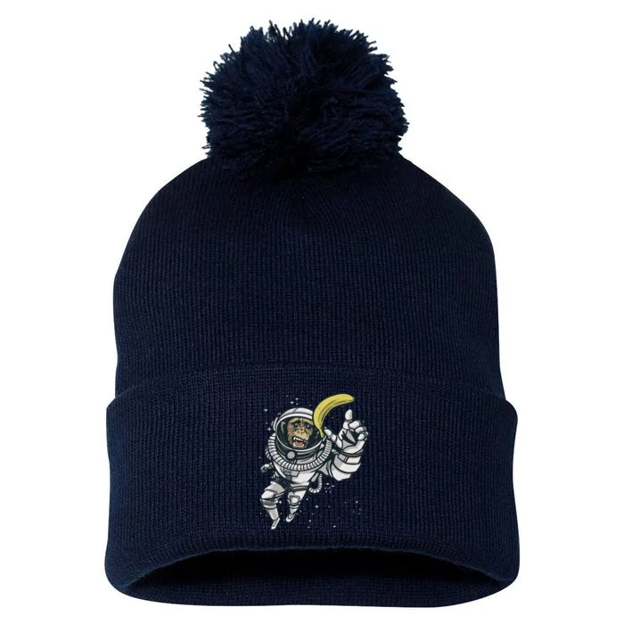 Astronaut Chimp Banana Pom Pom 12in Knit Beanie