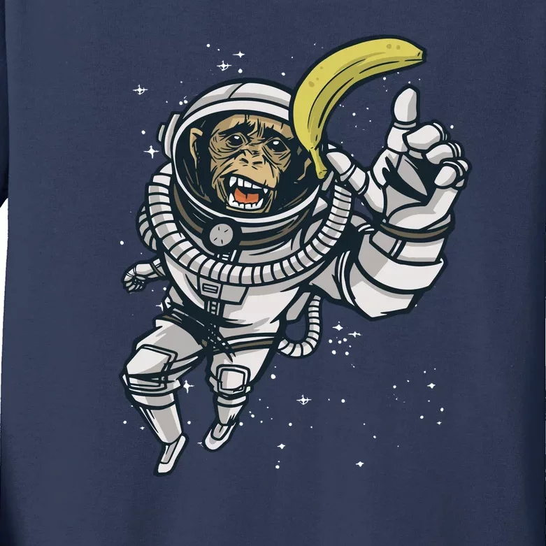 Astronaut Chimp Banana Kids Long Sleeve Shirt