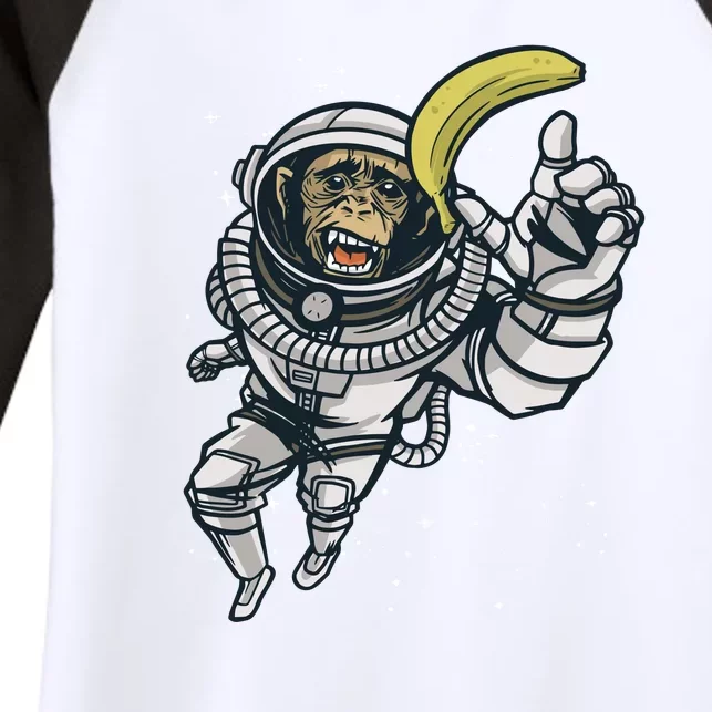 Astronaut Chimp Banana Women's Tri-Blend 3/4-Sleeve Raglan Shirt