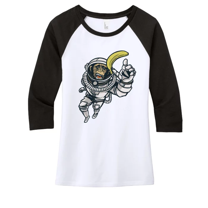 Astronaut Chimp Banana Women's Tri-Blend 3/4-Sleeve Raglan Shirt