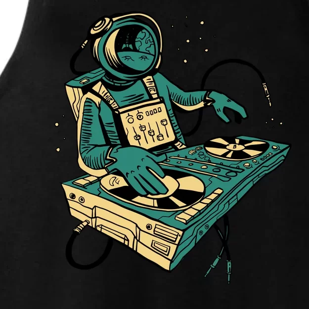 Astronaut Djing Space Ladies Tri-Blend Wicking Tank