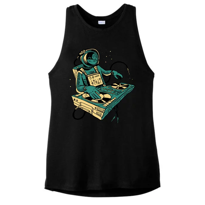 Astronaut Djing Space Ladies Tri-Blend Wicking Tank