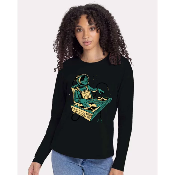 Astronaut Djing Space Womens Cotton Relaxed Long Sleeve T-Shirt